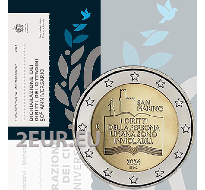 San Marino 2 euroa BU 2024 - julistus kansalaisten oikeuksista ja hallituksen perusperiaatteista