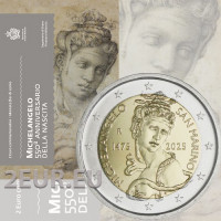 San Marino 2 euroa BU 2025 - Michelangelon syntymän 550-vuotisjuhla