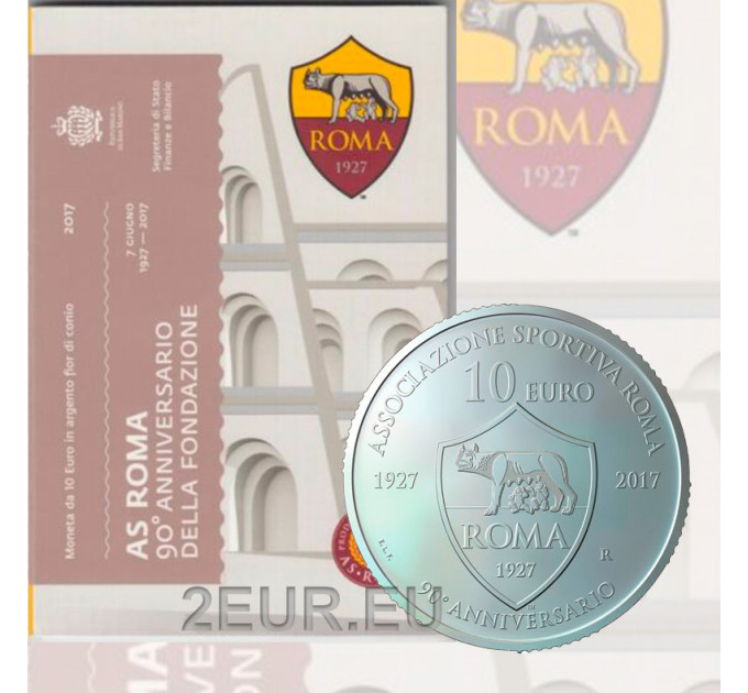 San Marino 10 euron hopea BU 2017 - AS Roma -säätiön 90 vuotta