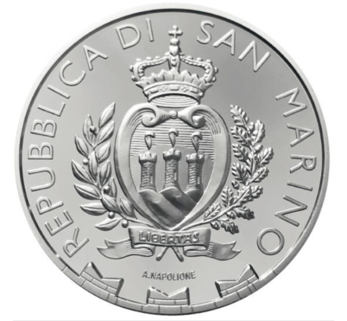 San Marino 10 euroa proof 2023 - 15 vuotta San Marinon vanhankaupungin ja Titano-vuoren sisällyttämisestä Unescon maailmanperintöluetteloon