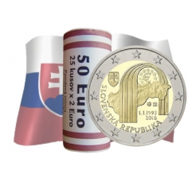Slovakia 2 euroa UNC rullaa 2020 - 20 vuotta Slovakian liittymisestä OECD:hen