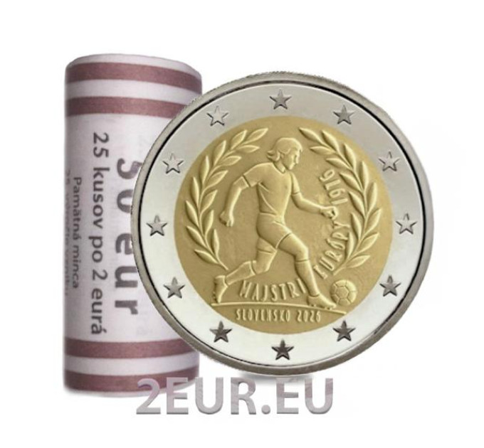 Slovakia 2 euroa UNC rullaa 2026 - UEFA:n jalkapallon Euroopan mestaruuskilpailut 1976