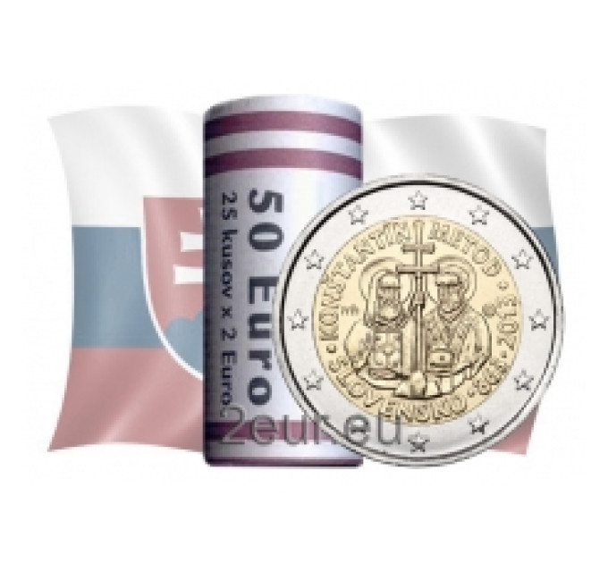 Slovakia 2 euroa UNC rullaa 2013 - Pyhät Cyril ja Methodius