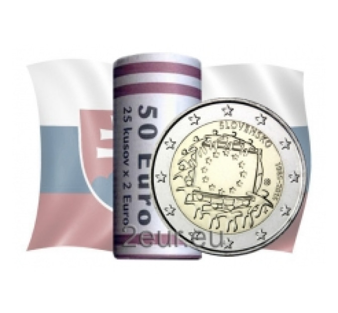 Slovakia 2 euroa UNC rullaa 2015 - 30 vuotta EU:n lippua