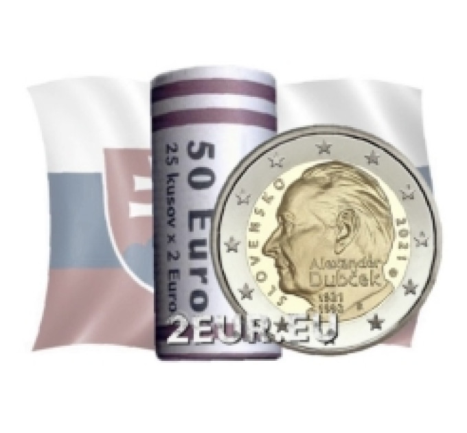 Slovakia 2 euroa UNC rullaa 2021 - 100th anniversary of the birth of Alexander Dubchek  