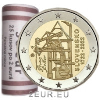 Slovakia 2 euroa UNC rullaa 2022 - 300 vuotta Manner-Euroopan ensimmäisen tyhjennyskaivosten höyrykoneen rakentamisesta