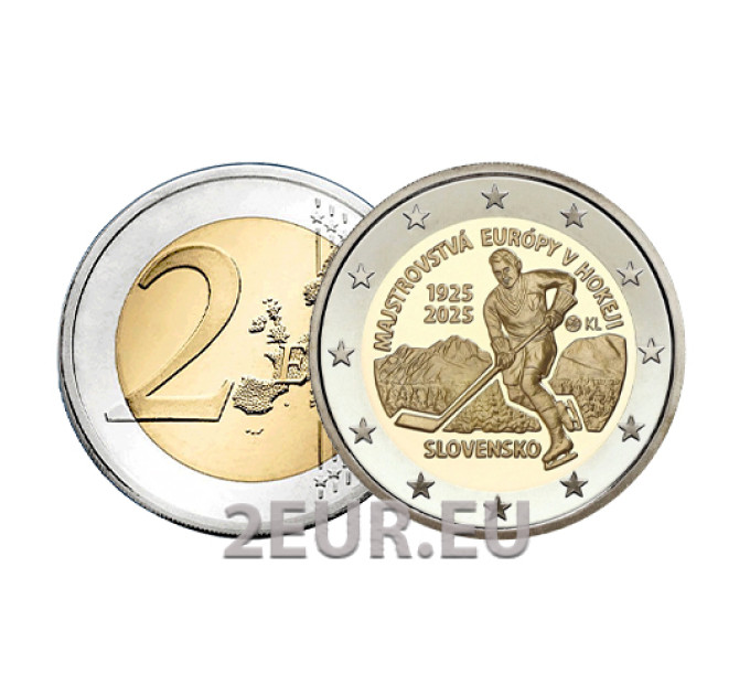 Slovakia 2 euroa UNC 2025 - 100 vuotta ensimmäisestä jääkiekon Euroopan mestaruudesta
