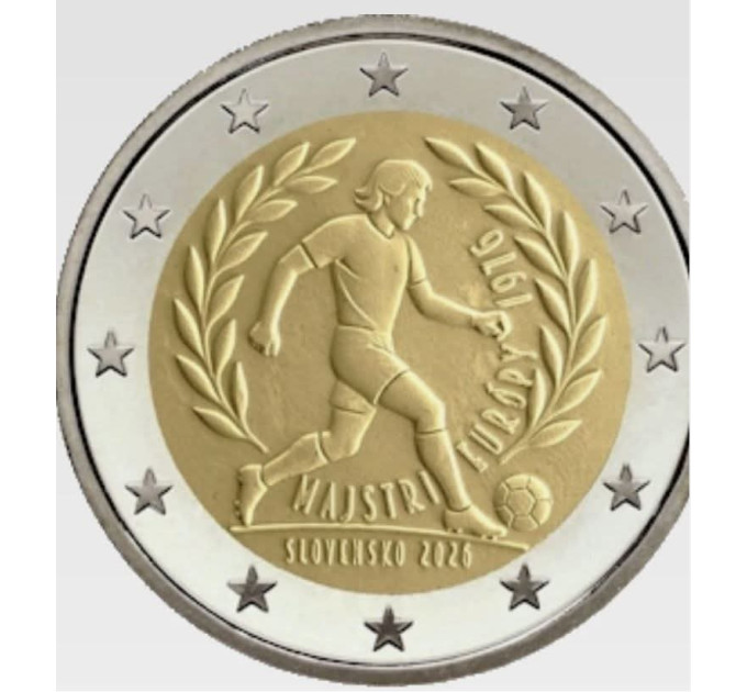 Slovakia 2 euroa UNC 2026 - UEFA:n jalkapallon Euroopan mestaruuskilpailut 1976