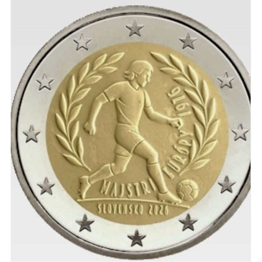 Slovakia 2 euroa UNC 2026 - UEFA:n jalkapallon Euroopan mestaruuskilpailut 1976