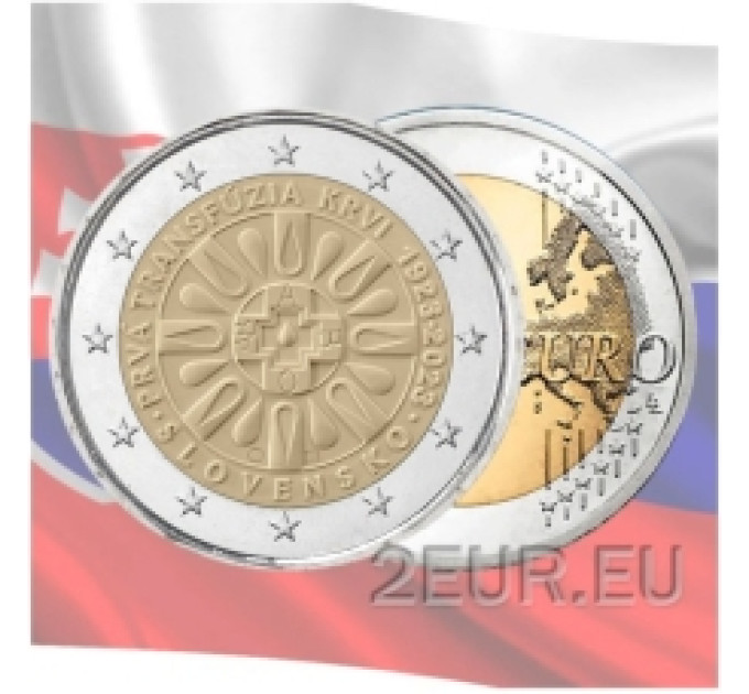 Slovakia 2 euroa UNC 2023 - 100 vuotta ensimmäisestä verensiirrosta Slovakiassa