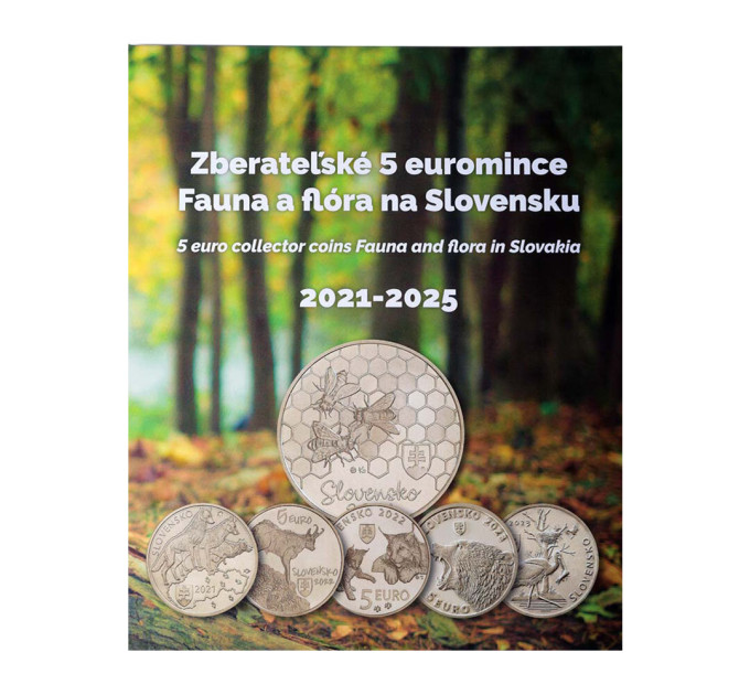  Slovakia 5 euroa UNC 2021 - 2025 - Fauna and Flora Slovakiassa + Albumi