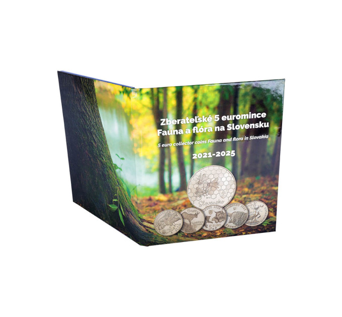  Slovakia 5 euroa UNC 2021 - 2025 - Fauna and Flora Slovakiassa + Albumi