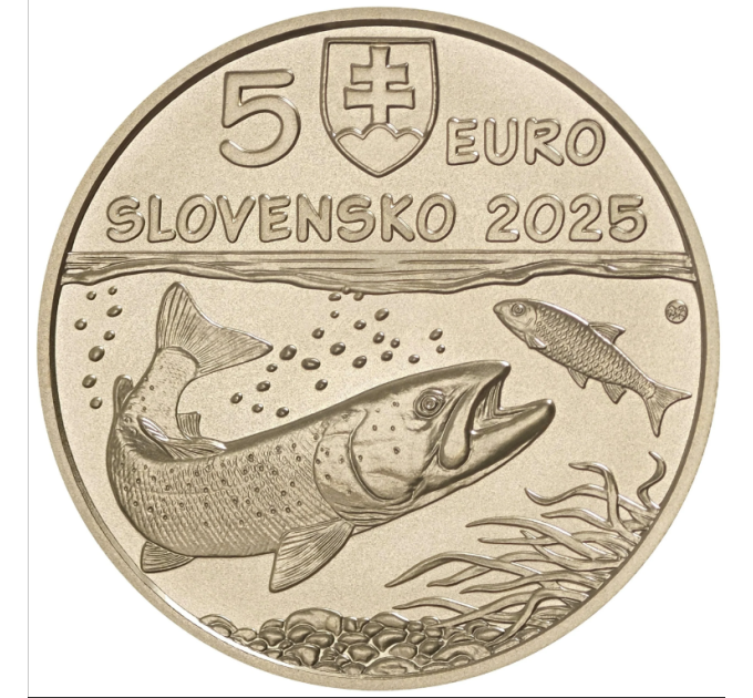  Slovakia 5 euroa UNC 2025 - Fauna and Flora Slovakiassa - Tonavan lohi