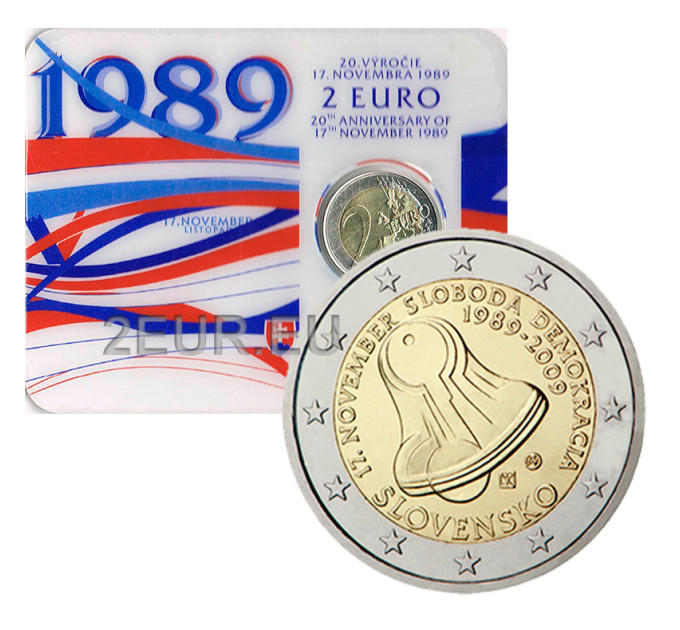Slovakia 2 euroa BU 2009 - Vapauden ja demokratian taistelun päivä C/C