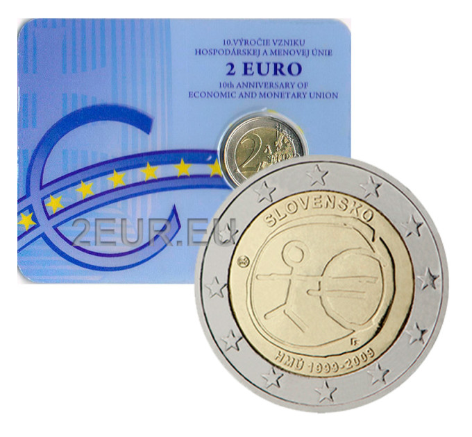 Slovakia 2 euroa BU 2009 - 10 vuotta euroa  