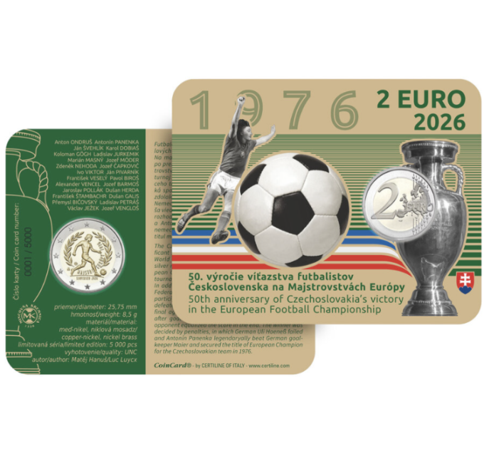 Slovakia 2 euroa BU 2026 - UEFA:n jalkapallon Euroopan mestaruuskilpailut 1976