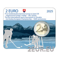 Slovakia 2 euroa BU 2025 - 100 vuotta synkronisoi ensimmäisen jääkiekon Euroopan mestaruuden