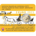 Slovakia 2 euroa BU 2023 - 200 vuotta hevospostin avaamisesta Wien-Bratislava-reitillä