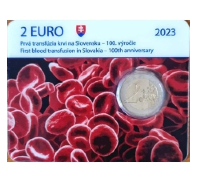Slovakia 2 euroa BU 2023 - 100 vuotta ensimmäisestä verensiirrosta Slovakiassa  