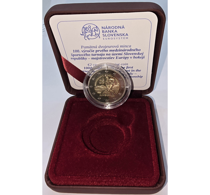 Slovakia 2 Euro proof 2025 - 100 vuotta ensimmäisestä jääkiekon Euroopan mestaruudesta
