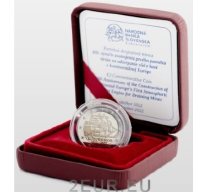  Slovakia 2 Euro proof 2022 - 300 vuotta Manner-Euroopan ensimmäisen tyhjennyskaivosten höyrykoneen rakentamisesta  