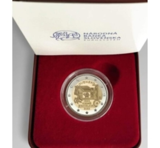 Slovakia 2 Euro proof 2023 - 200 vuotta hevospostin avaamisesta Wien-Bratislava-reitillä