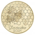  Slovakia 5 euroa UNC 2021 - Fauna and Flora Slovakiassa - Honeybee