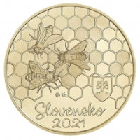  Slovakia 5 euroa UNC 2021 - Fauna and Flora Slovakiassa - Honeybee