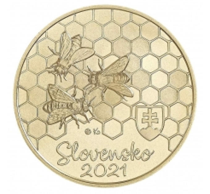  Slovakia 5 euroa UNC 2021 - Fauna and Flora Slovakiassa - Honeybee
