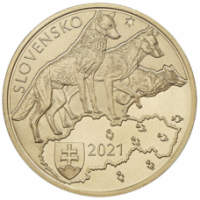  Slovakia 5 euroa UNC 2021 - Fauna and Flora Slovakiassa - Petollinen susi