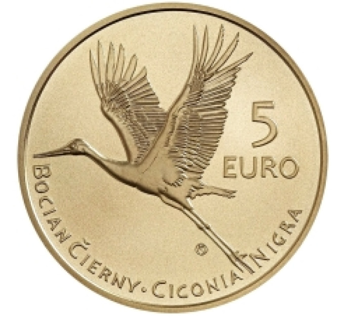  Slovakia 5 euroa UNC 2023 - Fauna and Flora Slovakiassa - Musta haikara