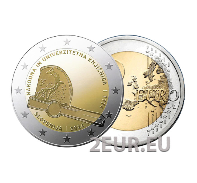 Slovenia 2 euroa UNC 2024 - Kansallis- ja yliopistokirjasto 250 vuotta