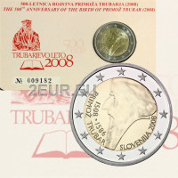 Slovenia 2 euroa BU 2008 - 500 vuotta Primoz Trubar syntymästä