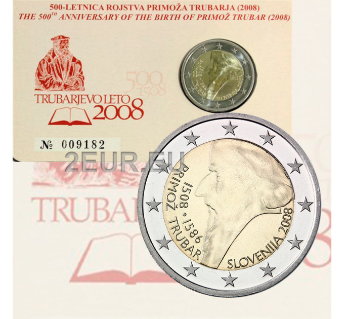 Slovenia 2 euroa BU 2008 - 500 vuotta Primoz Trubar syntymästä