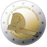 Slovenia 2 euroa proof 2024 - Kansallis- ja yliopistokirjasto 250 vuotta