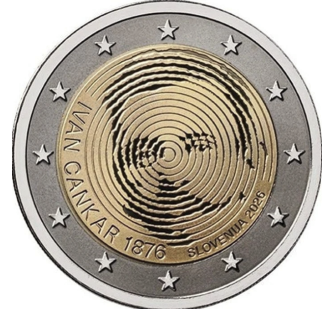 Slovenia 2 euroa proof 2026 - 150 vuotta Ivan Cankarin syntymästä