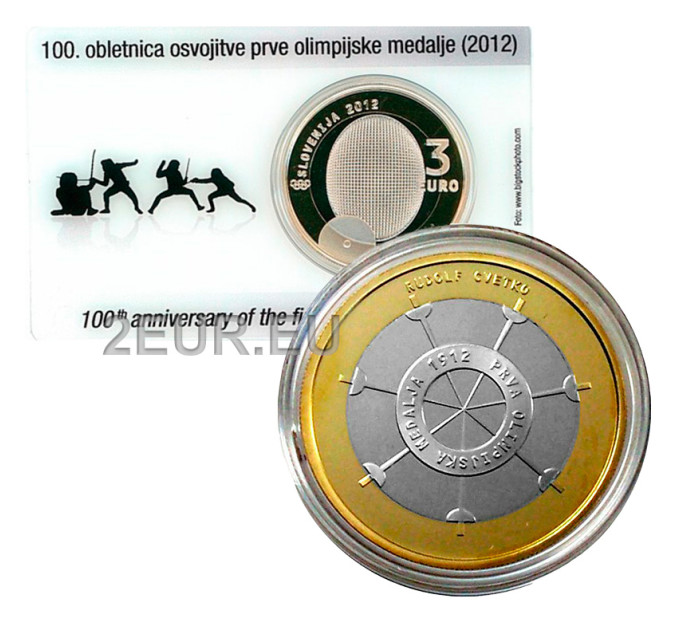 Slovenia 3 euroa proof 2012 - 100 vuotta ensimmäisestä olympiamitalista  