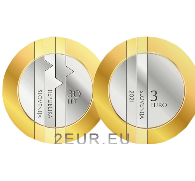 Slovenia 3 euroa proof 2021 - Slovenian tasavallan 30 vuotta  