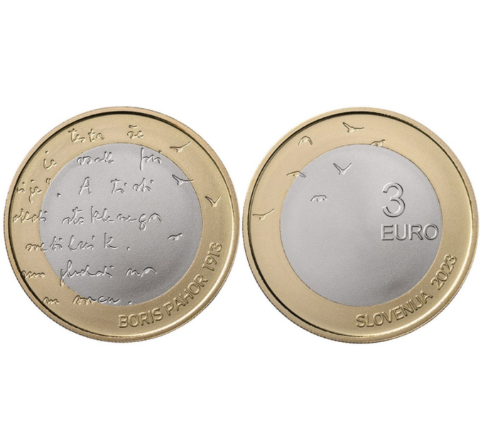 Slovenia 3 euroa UNC 2023 - 110 vuotta slovenialaisen kirjailijan Boris Pahorin syntymästä