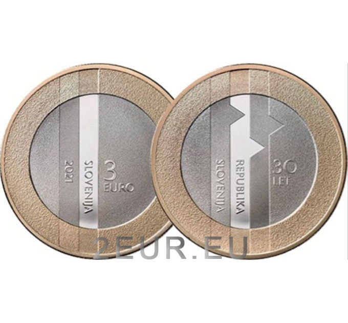 Slovenia 3 euroa UNC 2021 - Slovenian tasavallan 30 vuotta  