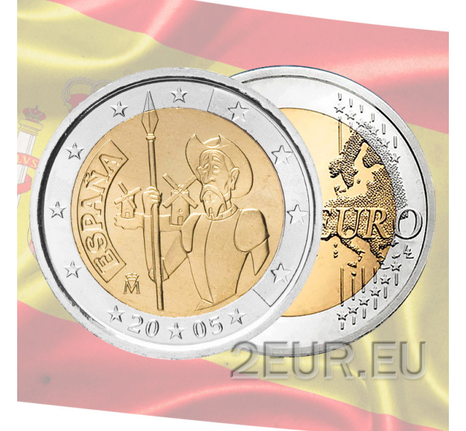 Espanja 2 euroa UNC 2005 - La Manchan Don Quijote