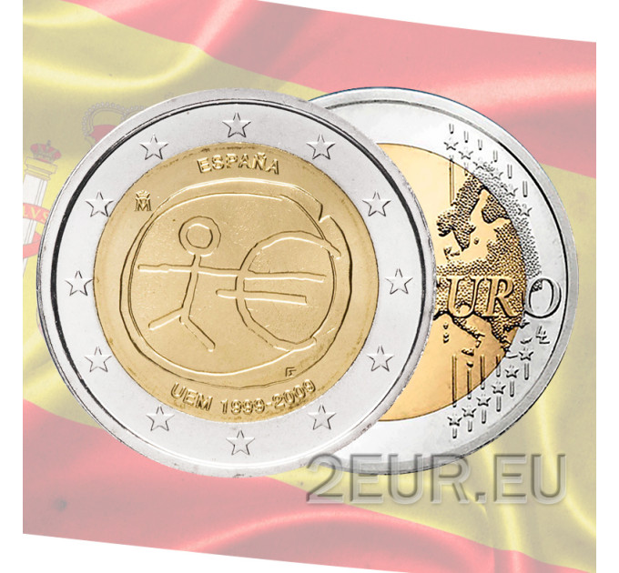 Espanja 2 euroa UNC 2009 - 10 vuotta Euro - WWU - UEM