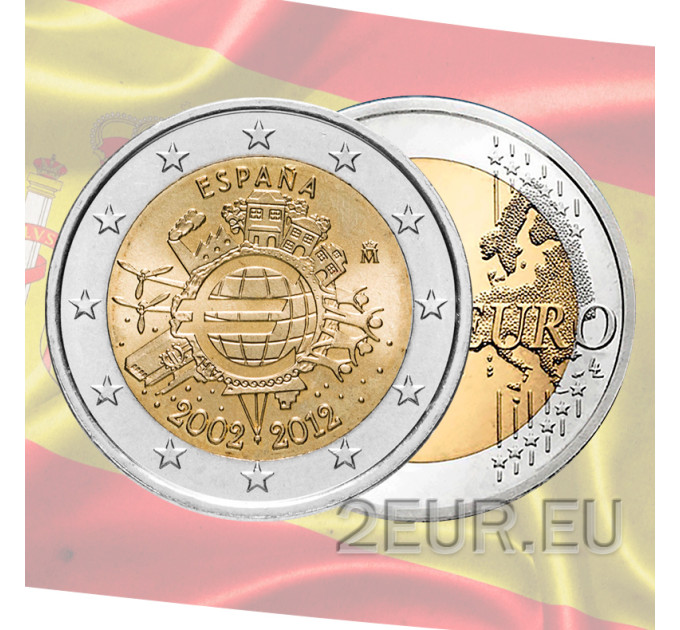 Espanja 2 euroa rullaa 2012 - 10 vuotta eurokäteistä