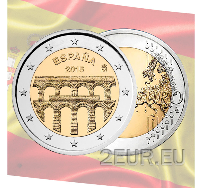 Espanja 2 euroa UNC 2016 - Segovian vanhakaupunki ja sen akvedukti