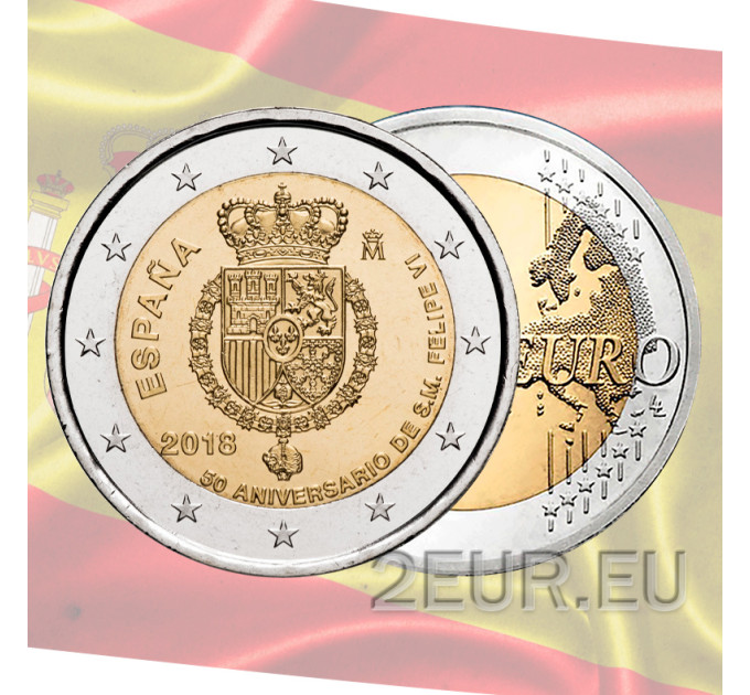 Espanja 2 euroa UNC 2018 - Espanjalaisen Felipe VI:n 50 vuotta