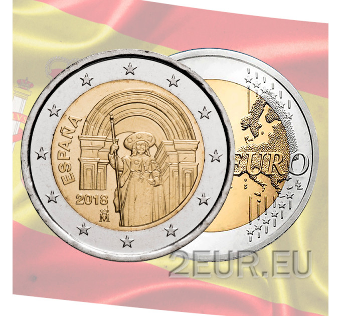 Espanja 2 euroa UNC 2018 - Santiago de Compostelan vanhakaupunki