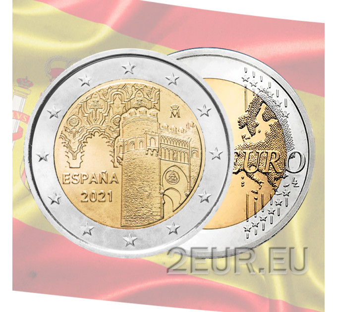 Espanja 2 euroa UNC 2021 - Historiallinen Toledon kaupunki