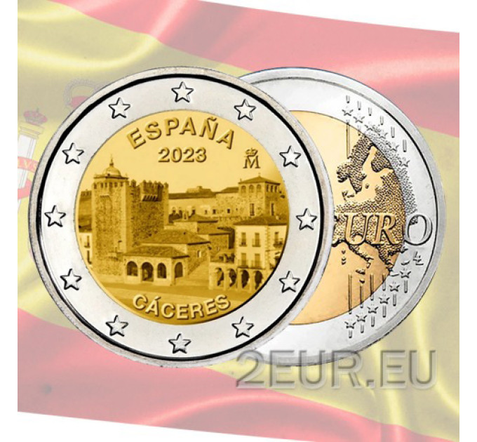 Espanja 2 euroa UNC 2023 - Unescon maailmanperintökohde - Cáceresin vanhakaupunki