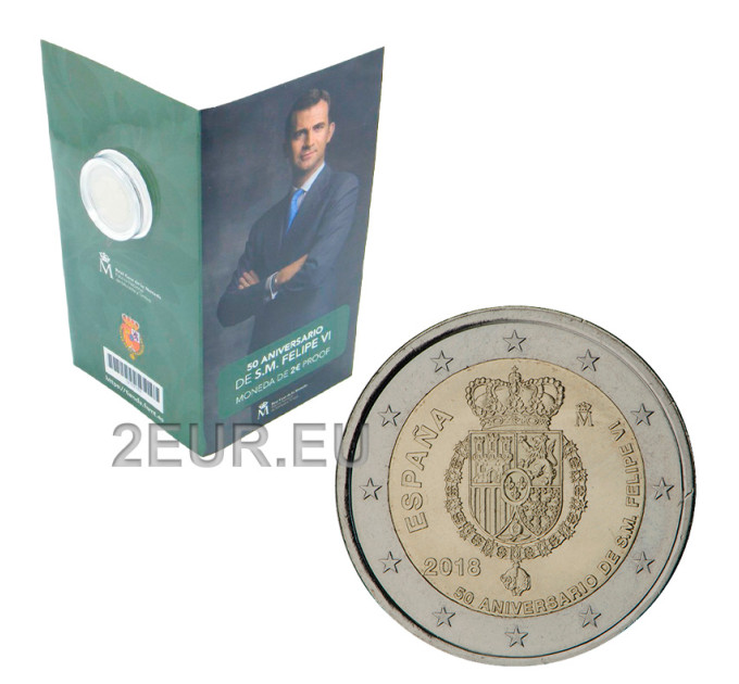Espanja 2 euroa proof  2018 - 50 vuotta espanjalaisen Felipe VI:n syntymästä