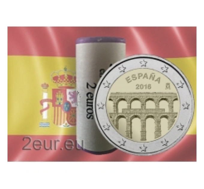 Espanja 2 euroa rullaa 2016 - Segovian vanha kaupunki ja sen akvedukti